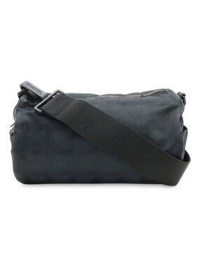 Chanel New Travel Line Mini Roll Shoulder Bag Nylon Jacquard Leather Black
